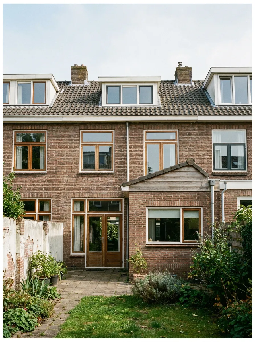 Nederlandse woning met herkenbare bouwmogelijkheden aan tuinzijde