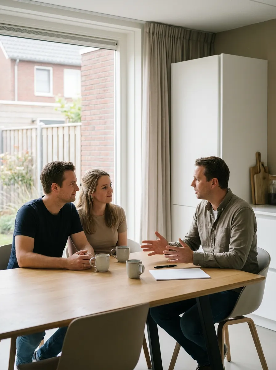 Rustig gesprek aan huis over bouwbudget en financiering